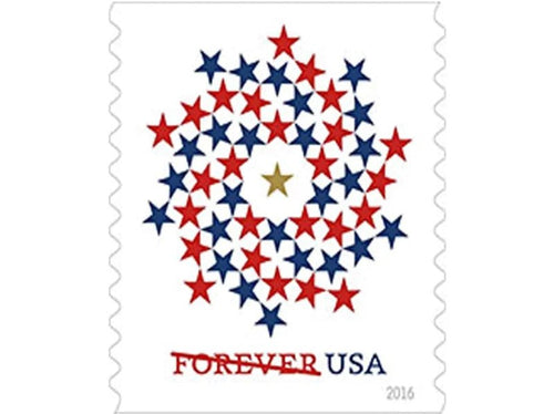 Patriotic Spiral 2016 Forever Stamps — Modern Flag Design, First-Class Postage