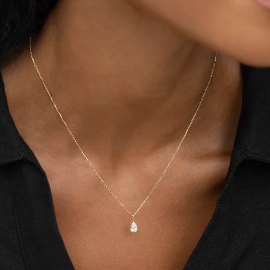 Pear Cut Diamond Pendant Necklace 14k Gold - Oline Main image