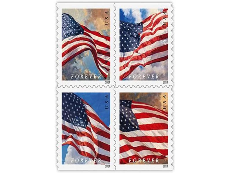 U.S. Flags 2024 Forever Stamps — Four Sky Views, Booklet and Coil Formats