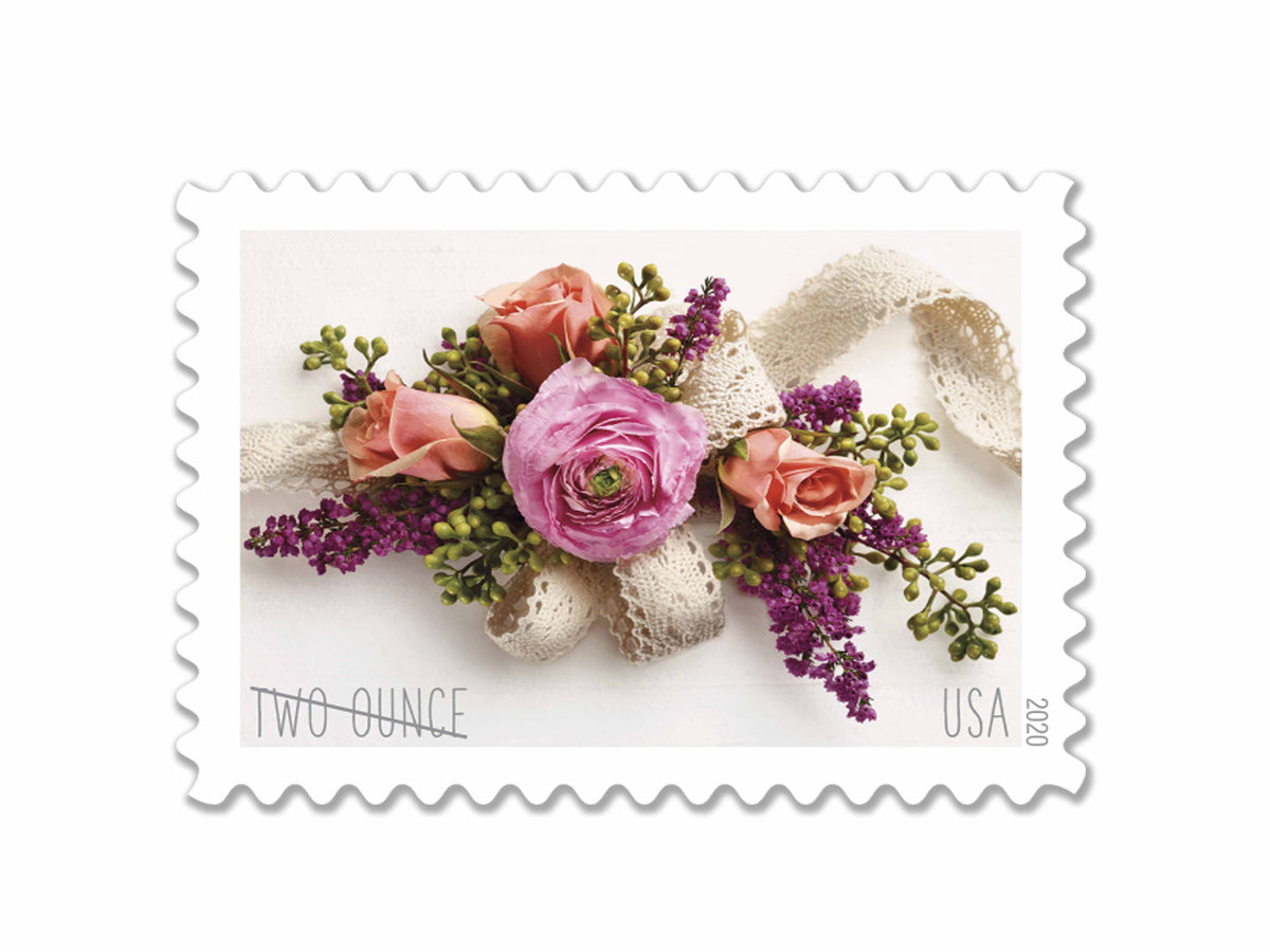 Garden Corsage 2020 Two-Ounce Stamps — Wedding Mail Rate (Not a Forever Stamp)